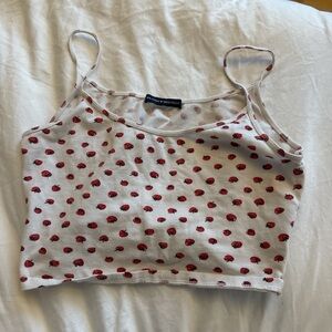 Brandy Melville Red Strawberry Print Crop Top